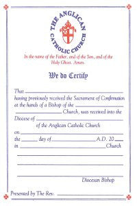 Certificate of Reception